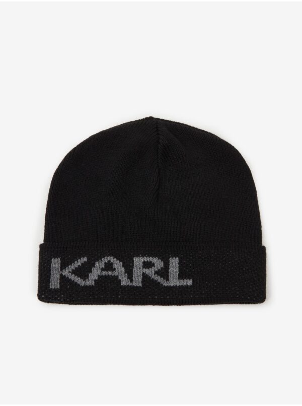 Black beanie with mixed wool KARL LAGERFELD - Men