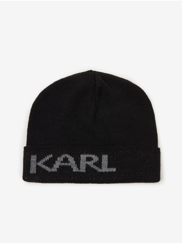 Black beanie with mixed wool KARL LAGERFELD - Men