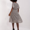 Black-beige dress with print and belt