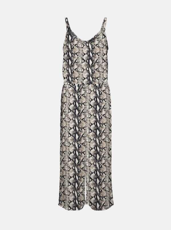 Black-beige patterned cropped jumpsuit VERO MODA Simply - Ladies