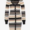 Black-beige women's patterned sweater dress Guess - Women's