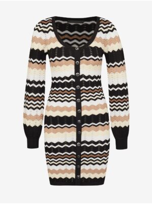 Black-beige women's patterned sweater dress Guess - Women's