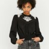 Black blouse with embroidery TALLY WEiJL - Women