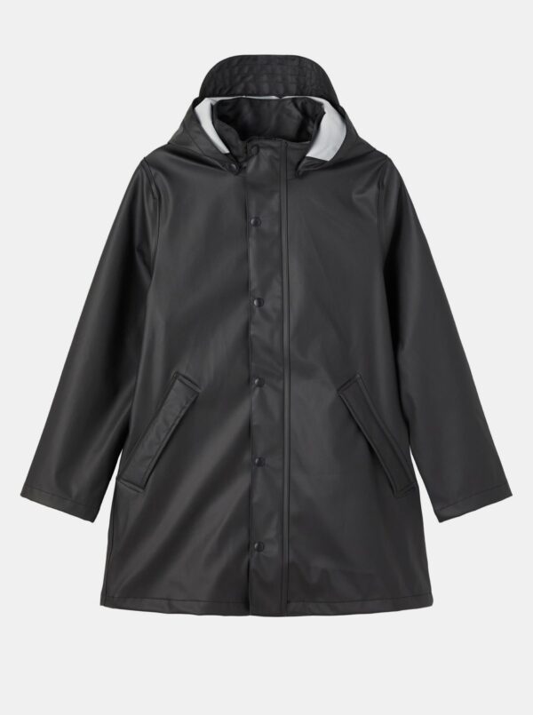 Black children's long jacket with detachable hood name it - unisex