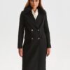 Black coat with faux fur collar TOP SECRET - Women