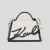 Black-cream women's leather handbag KARL LAGERFELD K/Signature 2.0 - Women's