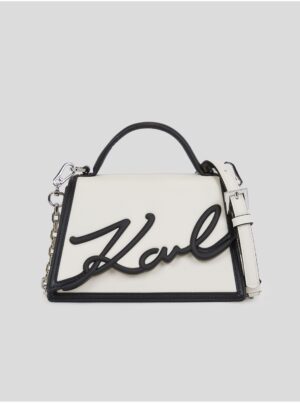 Black-cream women's leather handbag KARL LAGERFELD K/Signature 2.0 - Women's