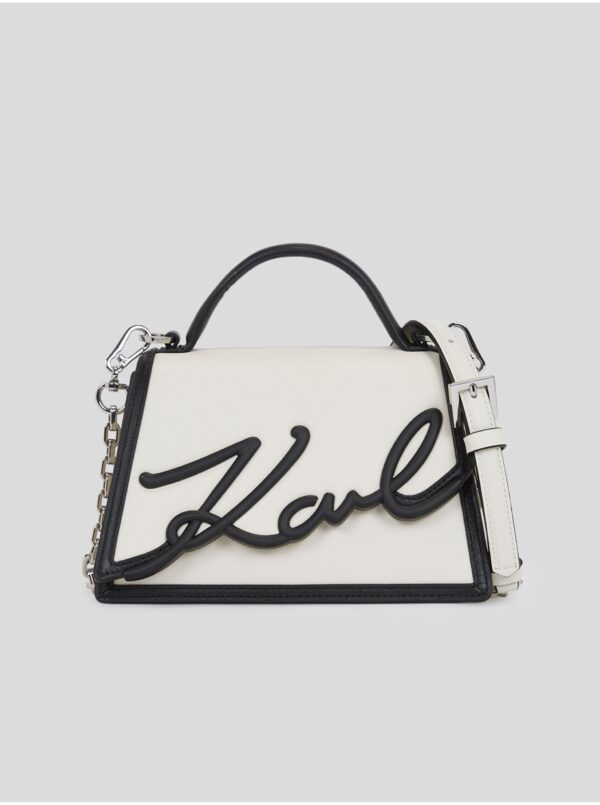 Black-cream women's leather handbag KARL LAGERFELD K/Signature 2.0 - Women's