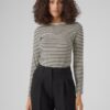Black-cream women's striped T-shirt AWARE by Vero Moda Fiona - Women's