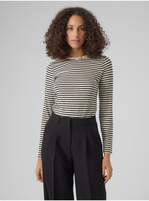 Black-cream women's striped T-shirt AWARE by Vero Moda Fiona - Women's
