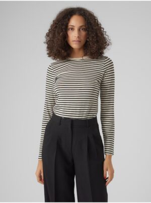 Black-cream women's striped T-shirt AWARE by Vero Moda Fiona - Women's