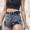 Black denim shorts with high waist
