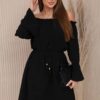 Black dress with a drawstring at the waist