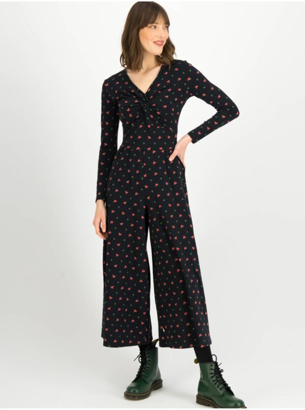 Black floral sweater jumpsuit Blutsgeschwister Glamourama Quee - Women's