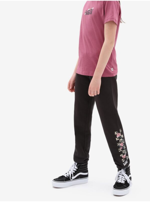 Black girls' sweatpants with VANS Leopard Floral print - unisex