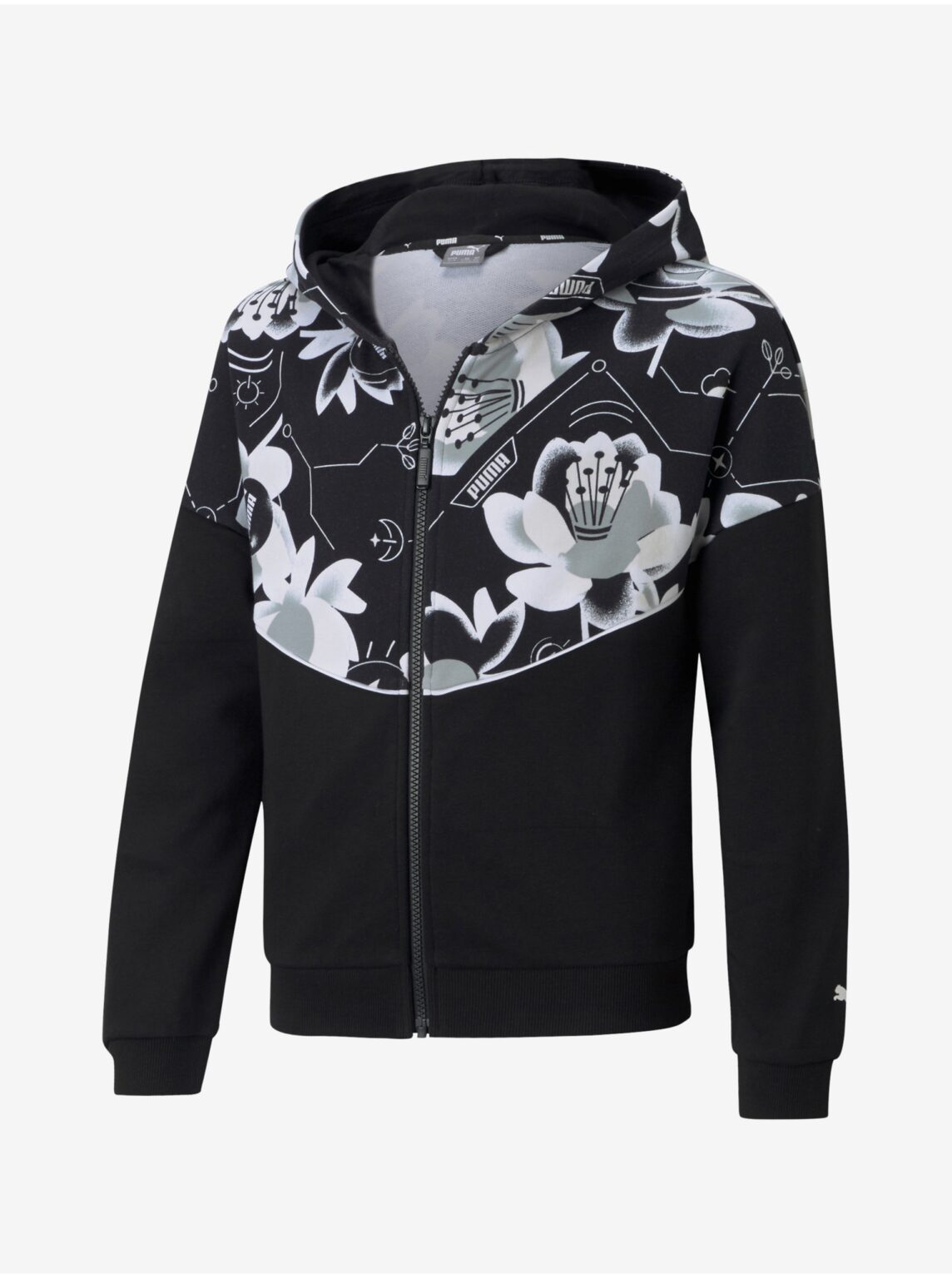 Black girls' sweatshirt Puma Alpha Full-Zip - unisex