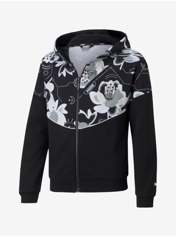 Black girls' sweatshirt Puma Alpha Full-Zip - unisex