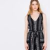 Black-grey striped short overall CAMAIEU - Women
