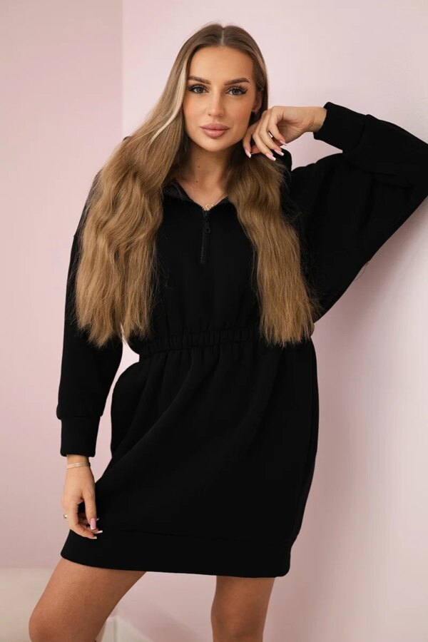 Black insulated dress with hood