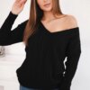 Black knitted sweater with a V-neck