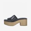 Black leather heeled slippers Tamaris - Women's