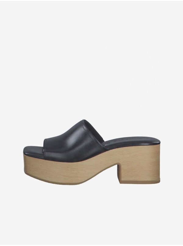 Black leather heeled slippers Tamaris - Women's