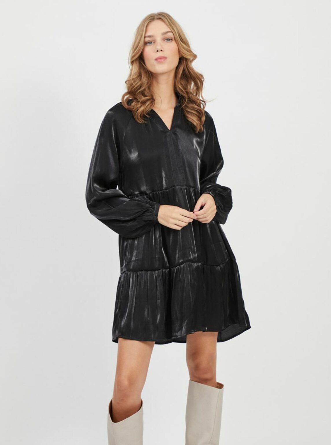 Black loose shiny dress VILA-Leina - Women