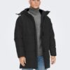 Black men's quilted winter coat ONLY & SONS Carl - Men's