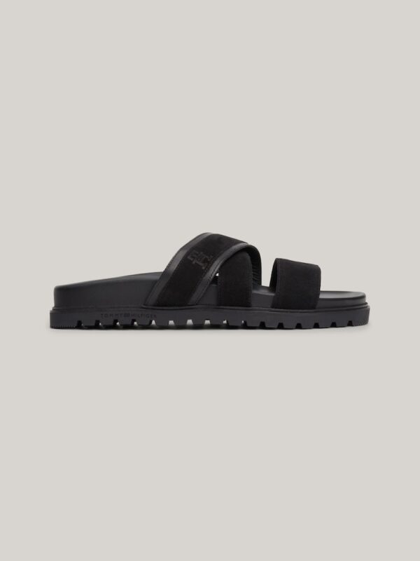Black men's suede slippers Tommy Hilfiger