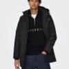Black men's winter parka ONLY & SONS Carl - Men's