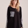 Black oversize blouse with silver inserts