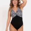 Black patterned one-piece swimwear DORINA - Women