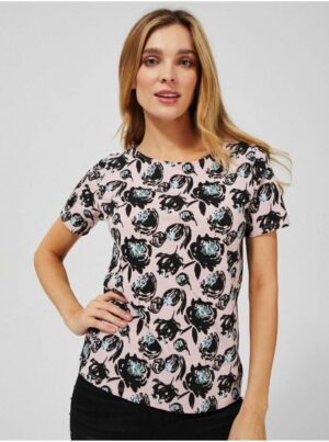 Black-pink patterned T-shirt Moodo - Women's