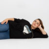 Black plus size blouse with print and application