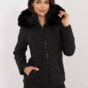 Black quilted poloseason jacket with fur