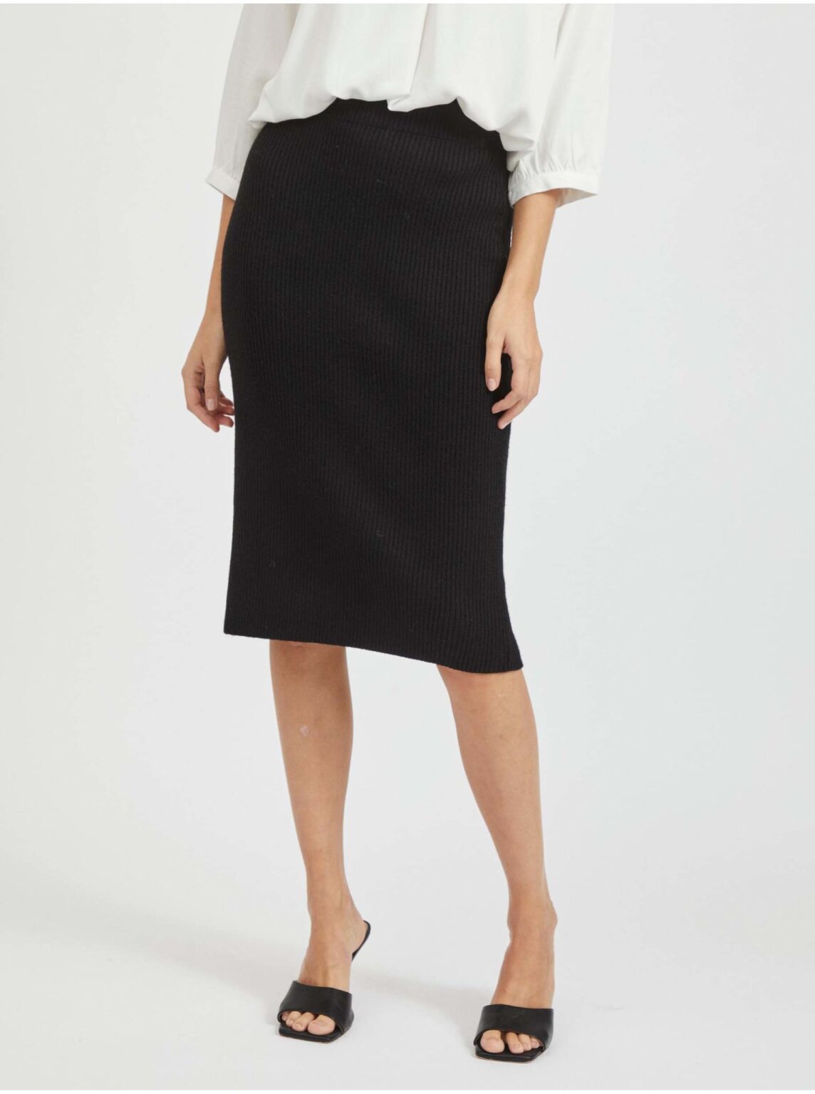 Black ribbed pencil skirt VILA Ril - Women