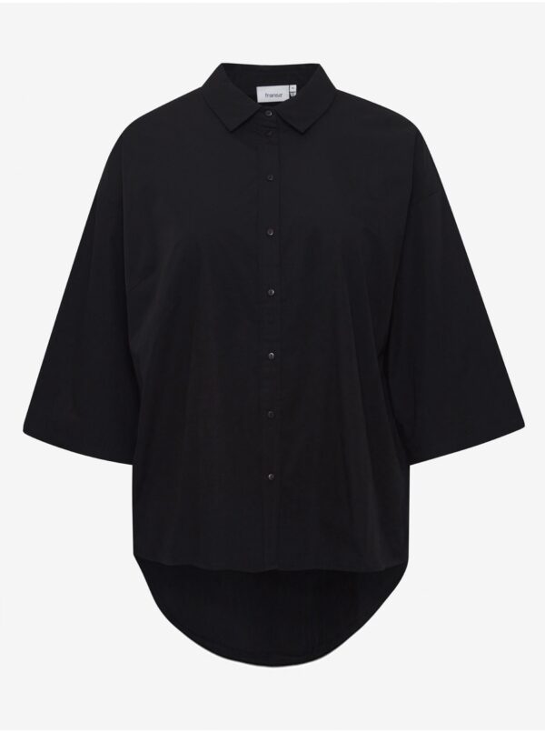 Black shirt with extended back Fransa - Women
