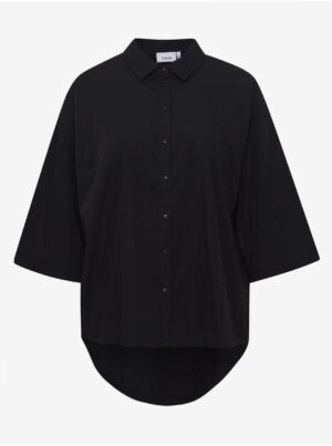 Black shirt with extended back Fransa - Women