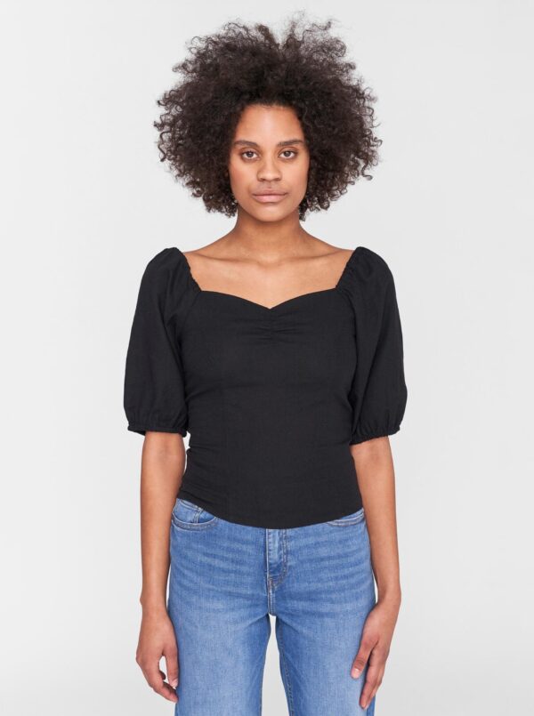 Black short blouse with linen Noisy May Linny - Ladies