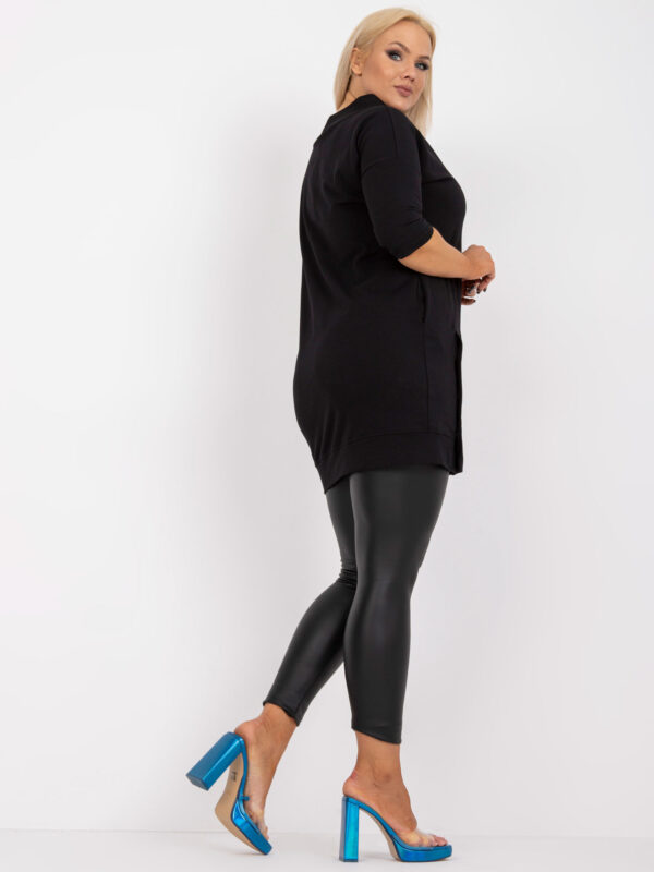 Black smooth tunic plus size with bow