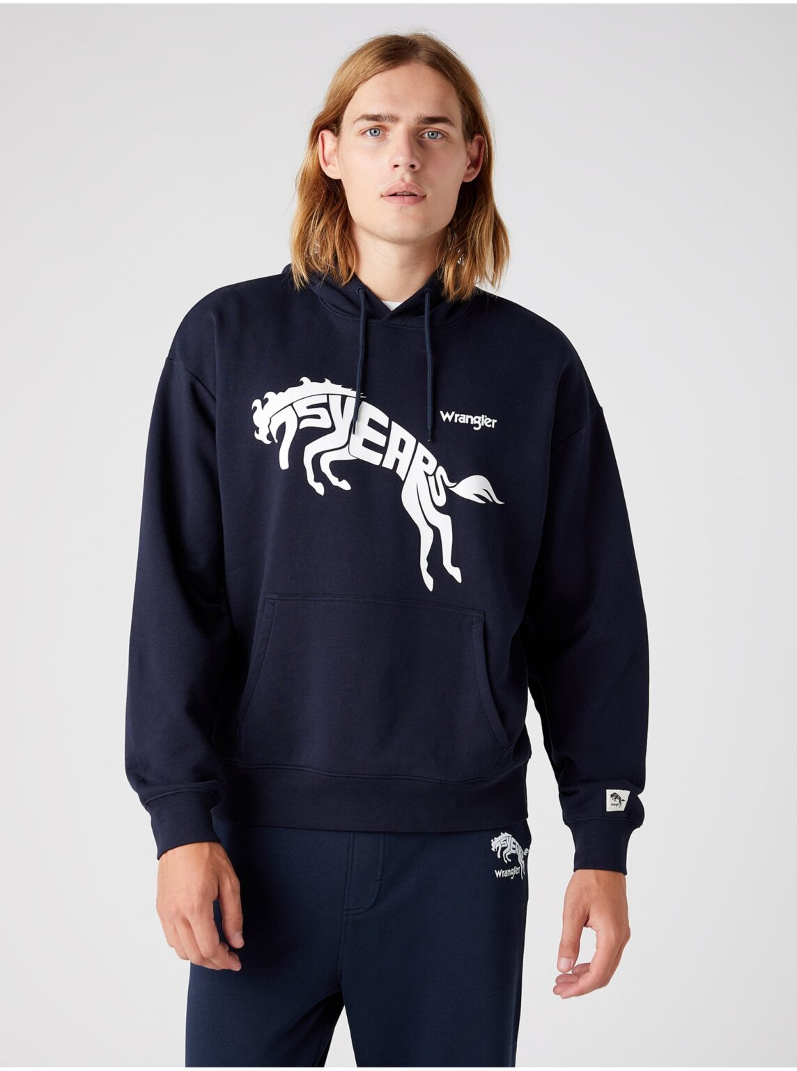 Black unisex patterned hoodie Wrangler - Men