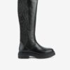 Black women's boots with leather details Geox Iridea - Women's