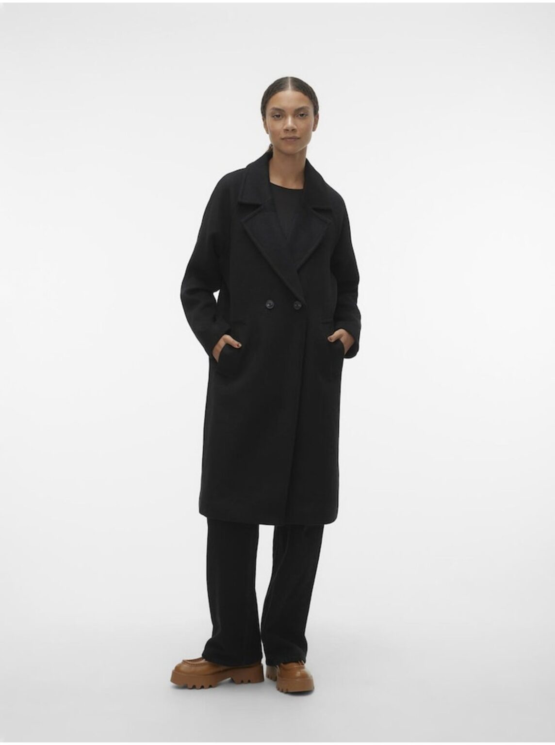 Black women's coat with wool blend VERO MODA Hazel - Women