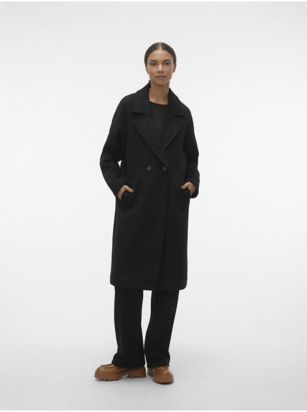 Black women's coat with wool blend VERO MODA Hazel - Women