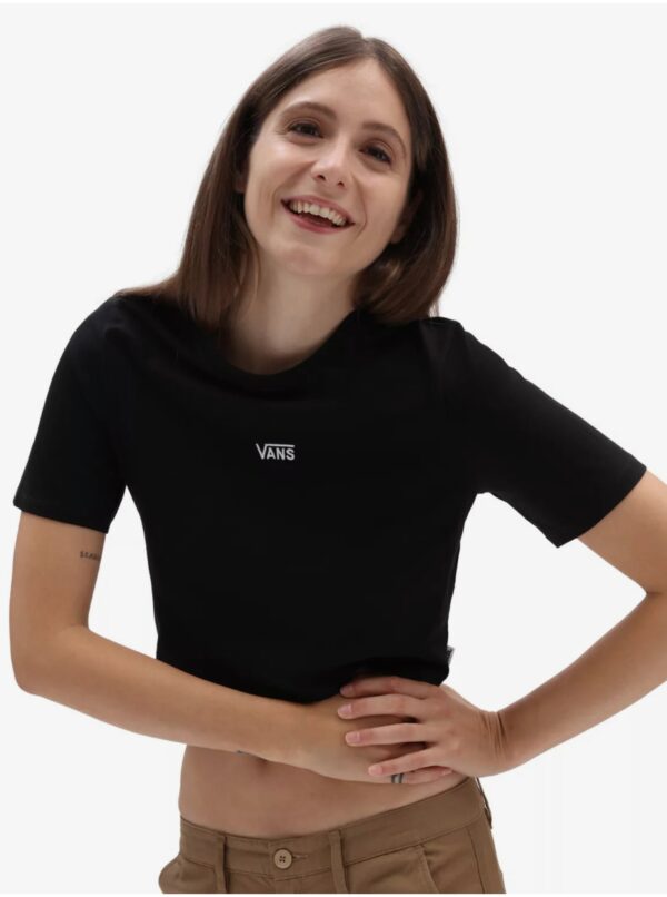 Black women's cropped T-shirt VANS Flying V Crop Crew - Women