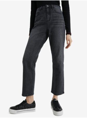 Black women's cropped straight fit jeans Desigual Scarf - Women