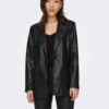 Black women's faux leather blazer JDY Fox - Women's