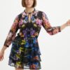 Black women's floral short dress Desigual Lyon - Women's