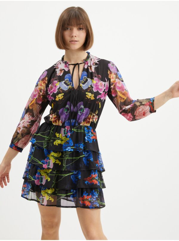 Black women's floral short dress Desigual Lyon - Women's