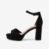 Black women's heeled sandals in suede finish Tamaris - Women's